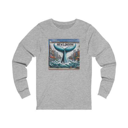 New London Whale Tail on Bank St Graffiti Graphic Unisex Jersey Long Sleeve Tee