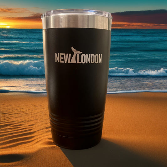 New London Whale Tail 20 oz  Powder Coated Stainless Steel Travel Mug, Black