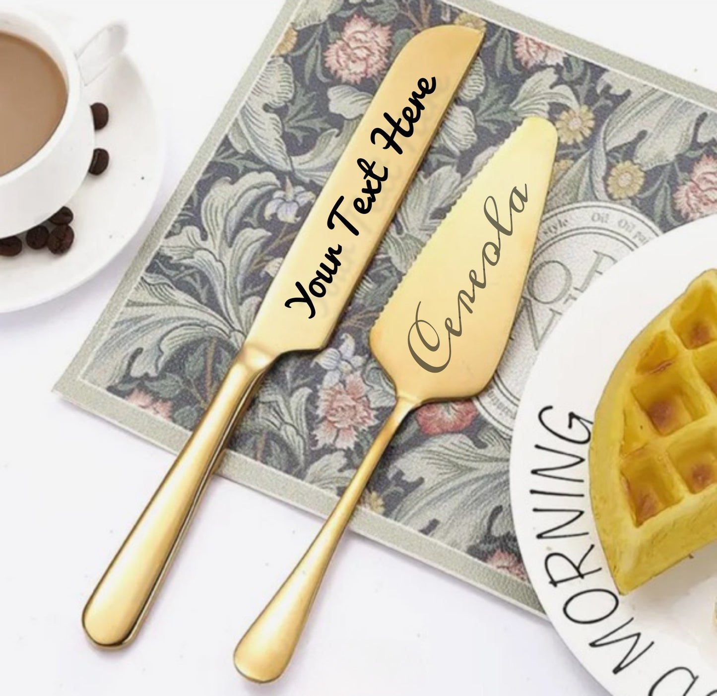 2 piece Cake Spatula, Cake Cutting Set for Personalization